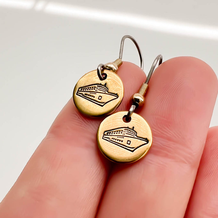 Gold Cruise Ship Earrings