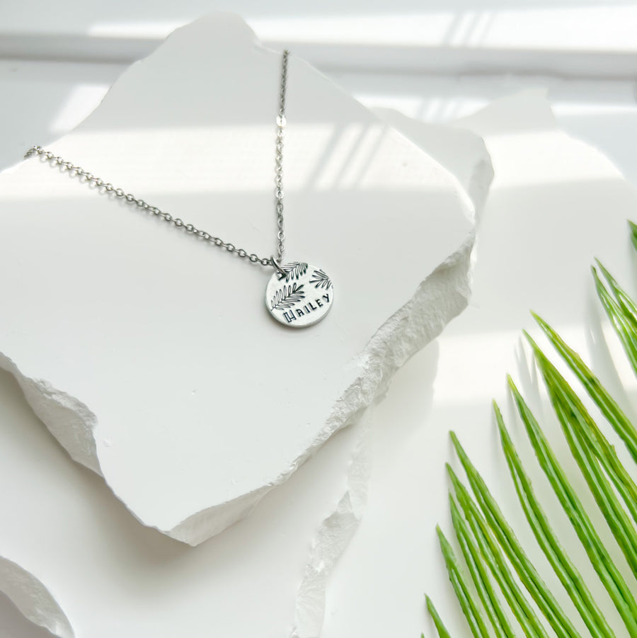 Personalized Palm Leaf Necklace