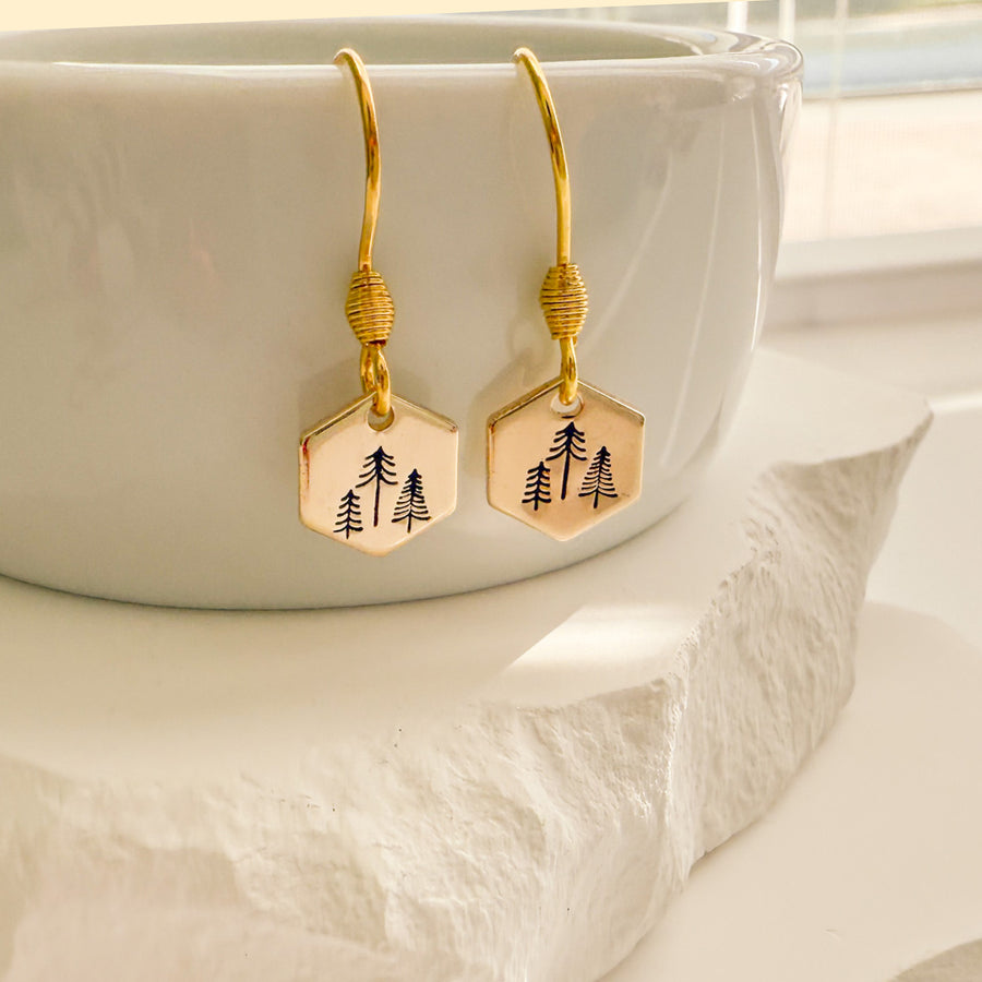 Gold Tree Earrings