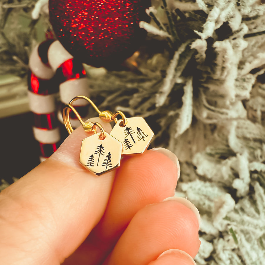 Gold Tree Earrings