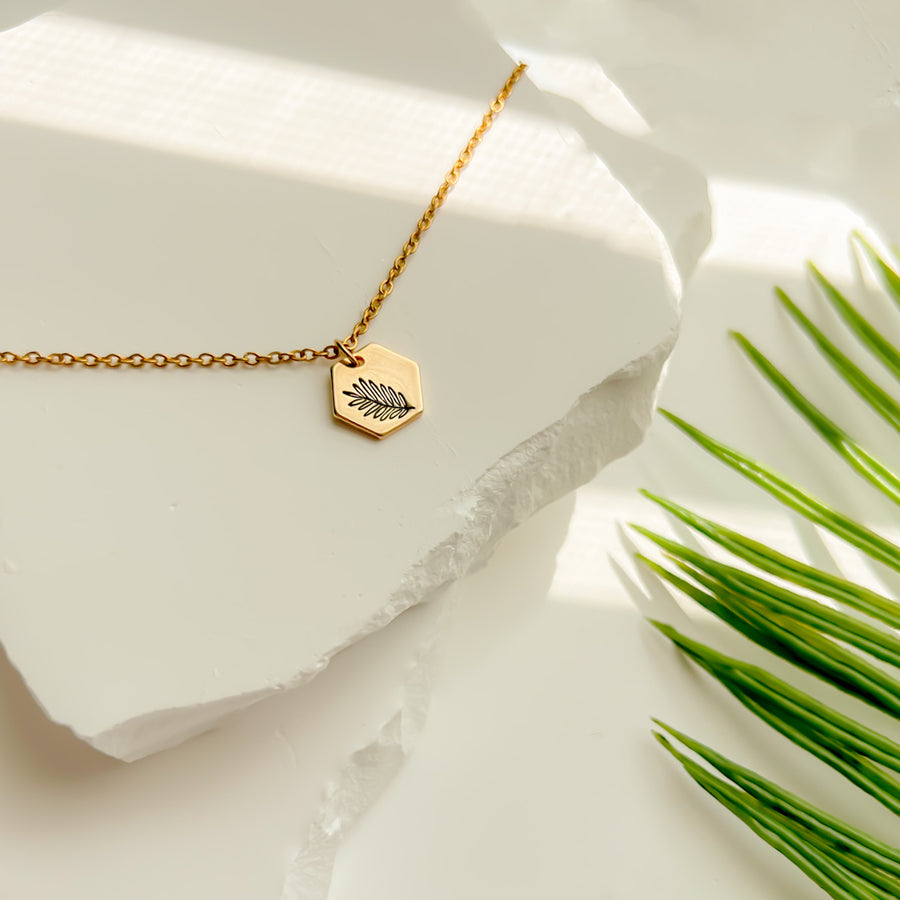 Gold Palm Leaf Necklace