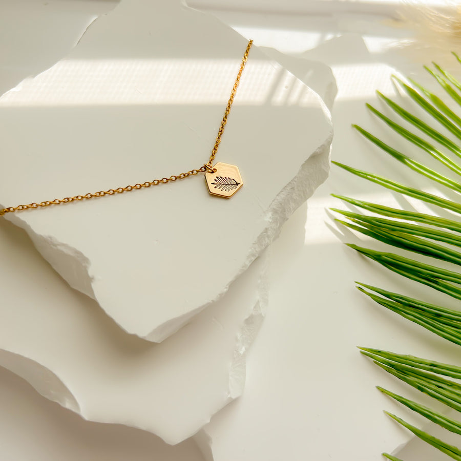 Gold Palm Leaf Necklace