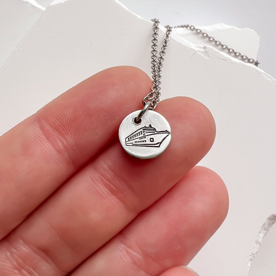 Silver Cruise Ship Necklace