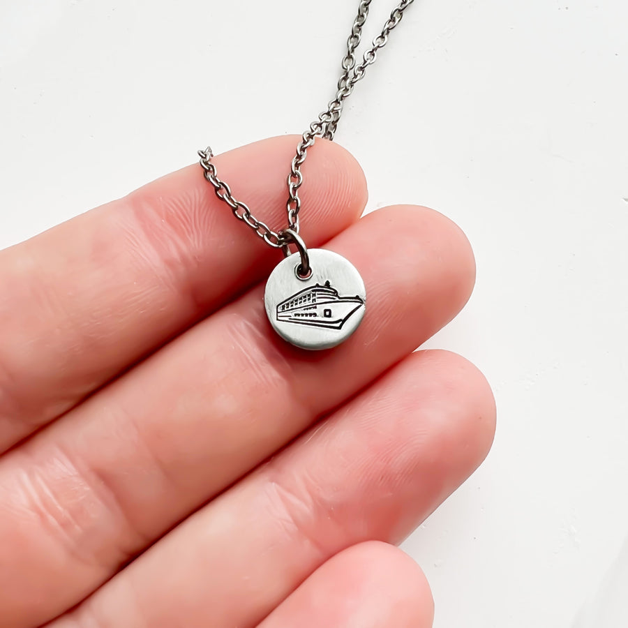 Silver Cruise Ship Necklace