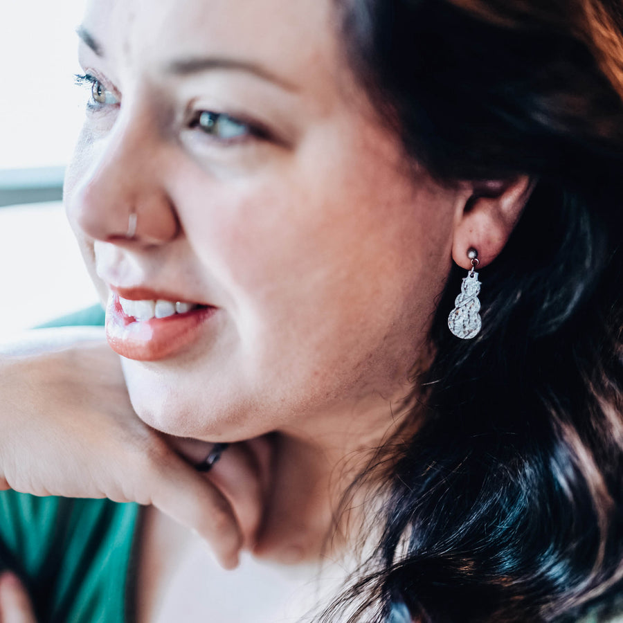 Textured Snowman Earrings