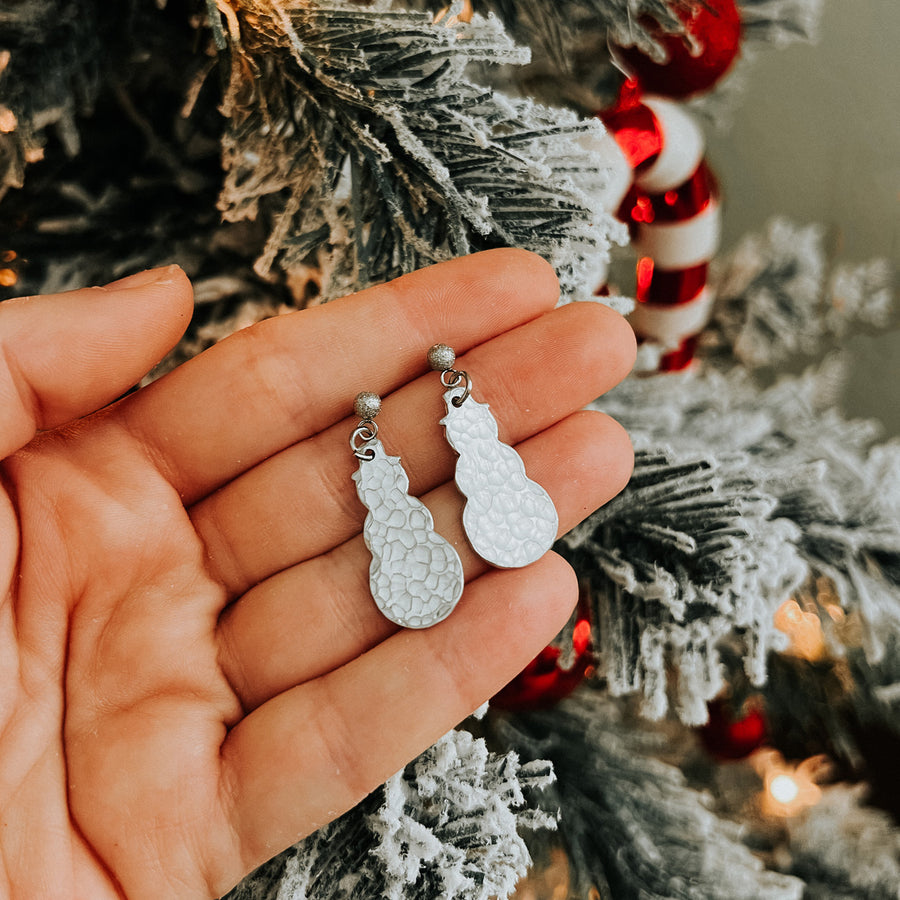 Textured Snowman Earrings