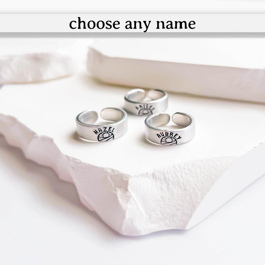 Nautical Name Rings, Adjustable Sizes