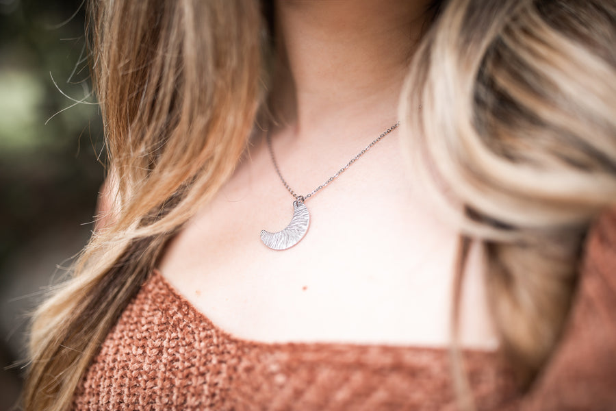 Textured Moon Necklace