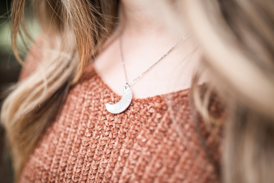 Textured Moon Necklace