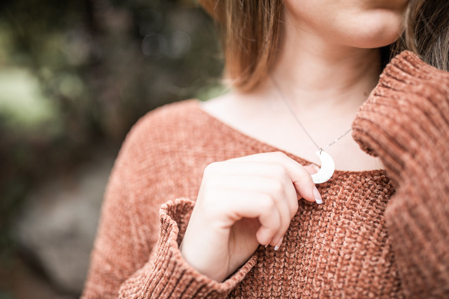 Textured Moon Necklace