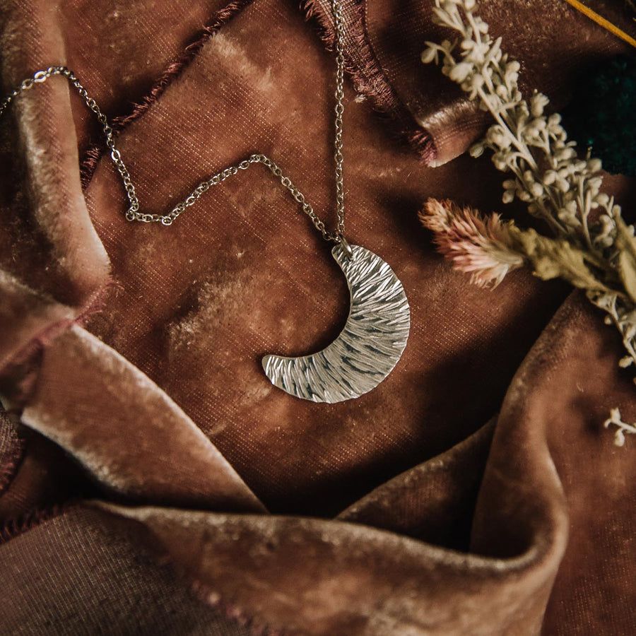 Textured Moon Necklace