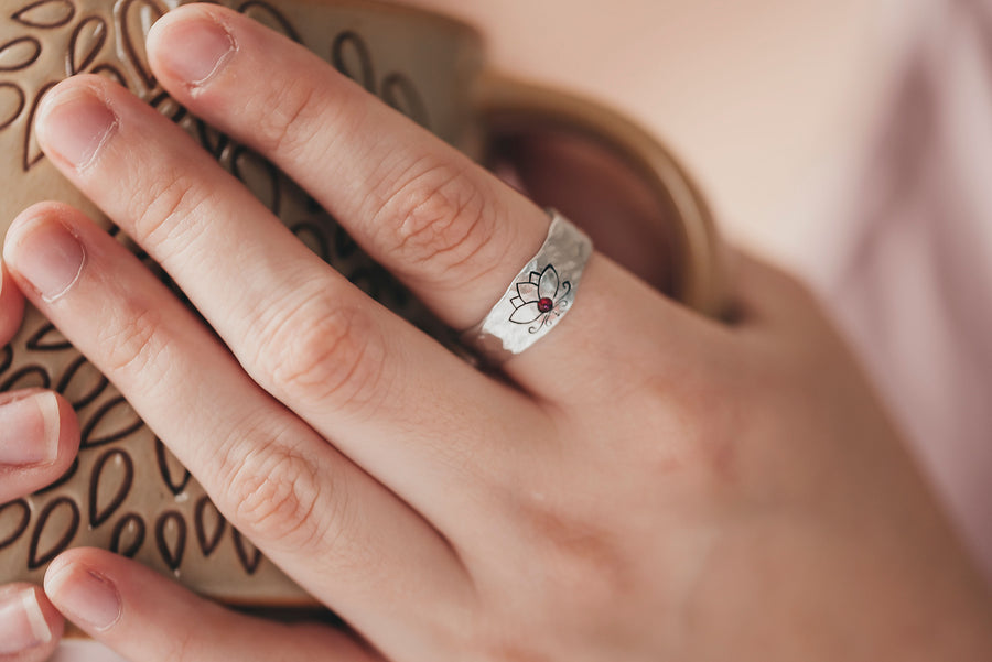 Lotus Gemstone Ring